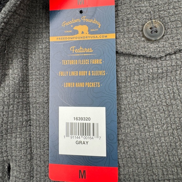 Freedom Foundry Men’s Textured Fleece Shirt Jacket M Button-Front Lined Gray NWT - Picture 8 of 8